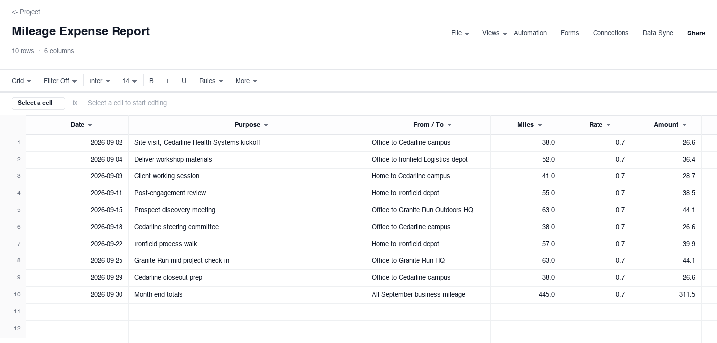 Mileage Expense Report: expense report template screenshot