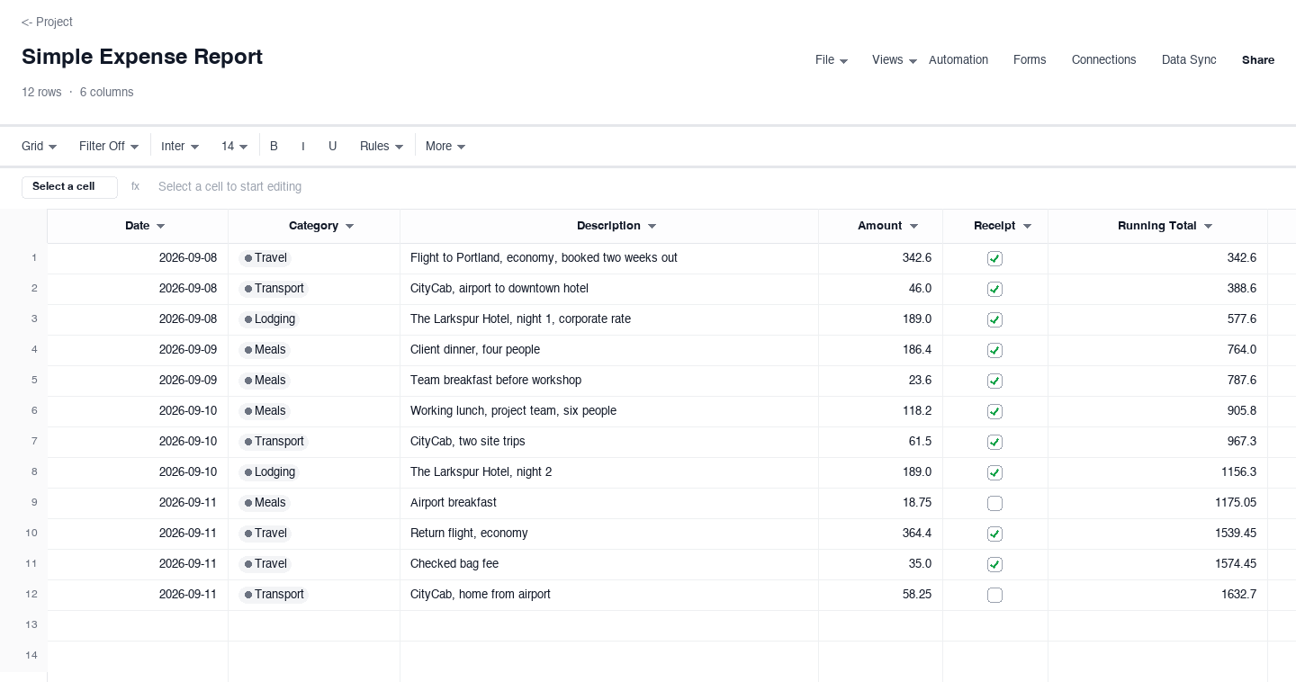 Simple Expense Report: expense report template screenshot