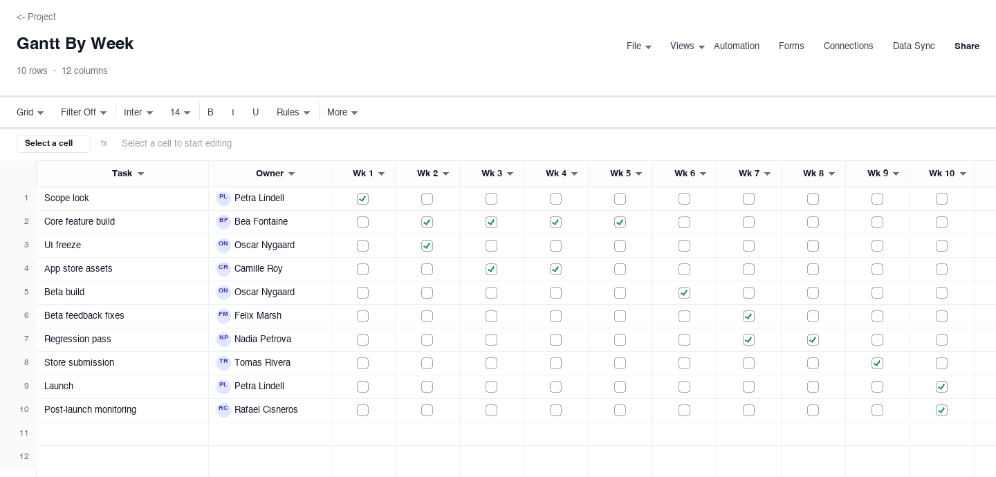 Gantt By Week: gantt chart template screenshot