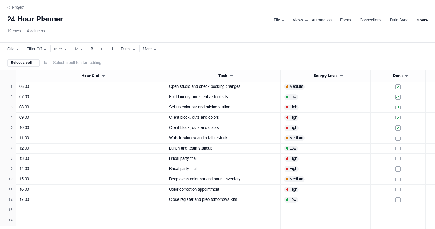 24 Hour Planner: hourly schedule template screenshot