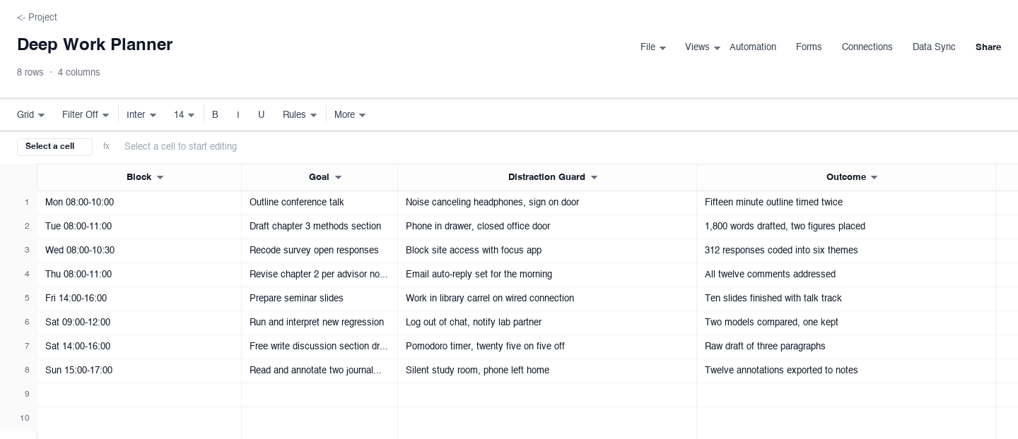 Deep Work Planner: time blocking template screenshot