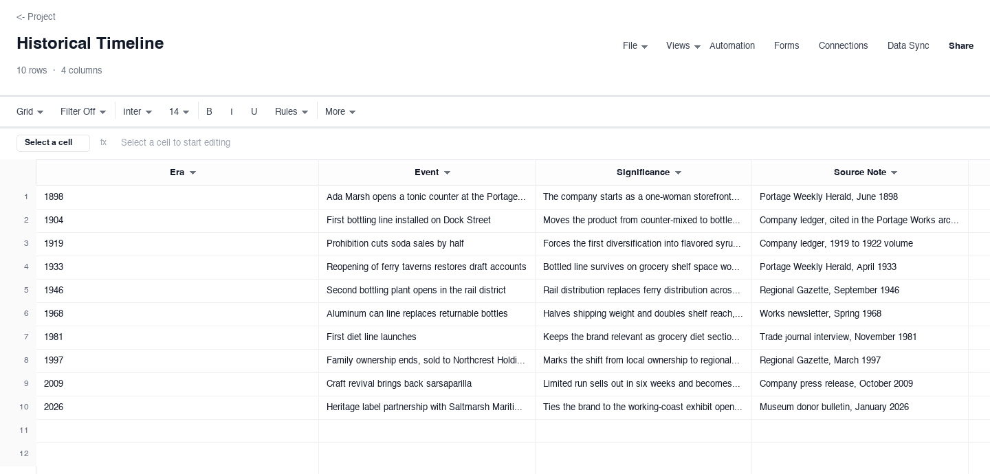 Historical Timeline: timeline template screenshot