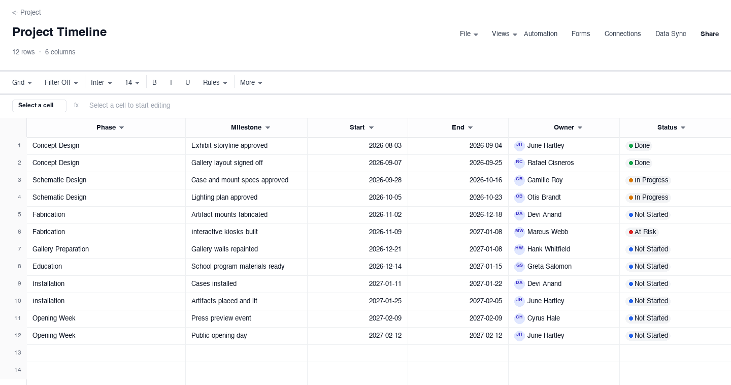 Project Timeline: timeline template screenshot