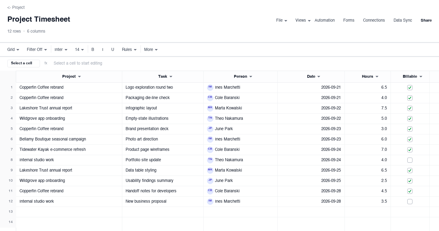 Project Timesheet: timesheet template screenshot