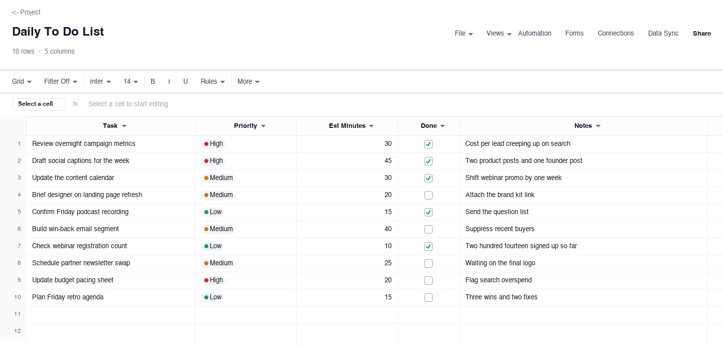 Daily To Do List: to do list template screenshot