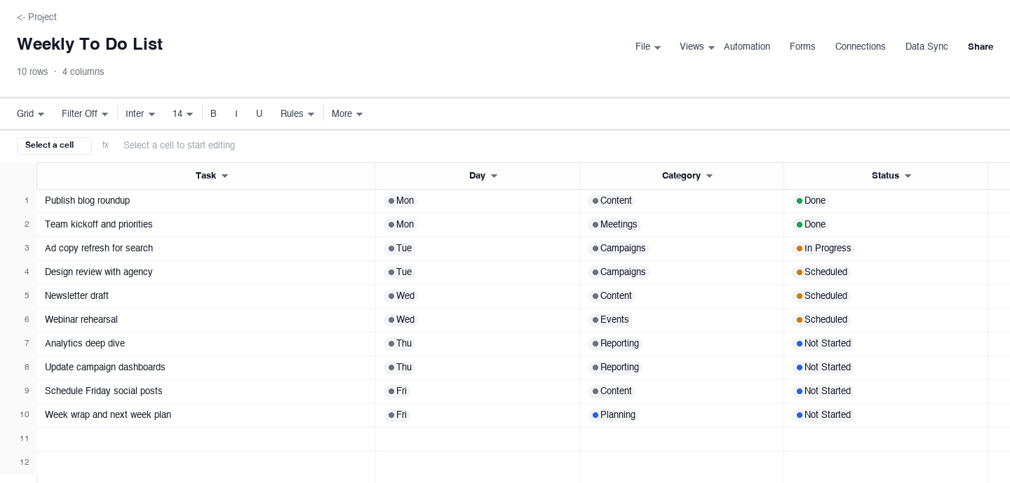 Weekly To Do List: to do list template screenshot
